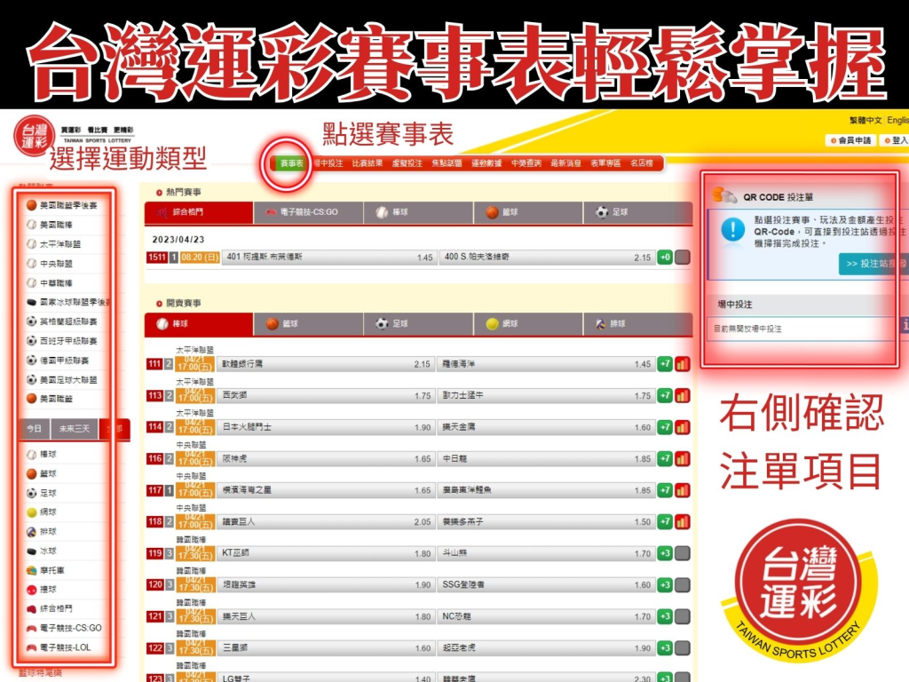 運彩場中 台灣運彩線上投注 台灣運彩賽事表