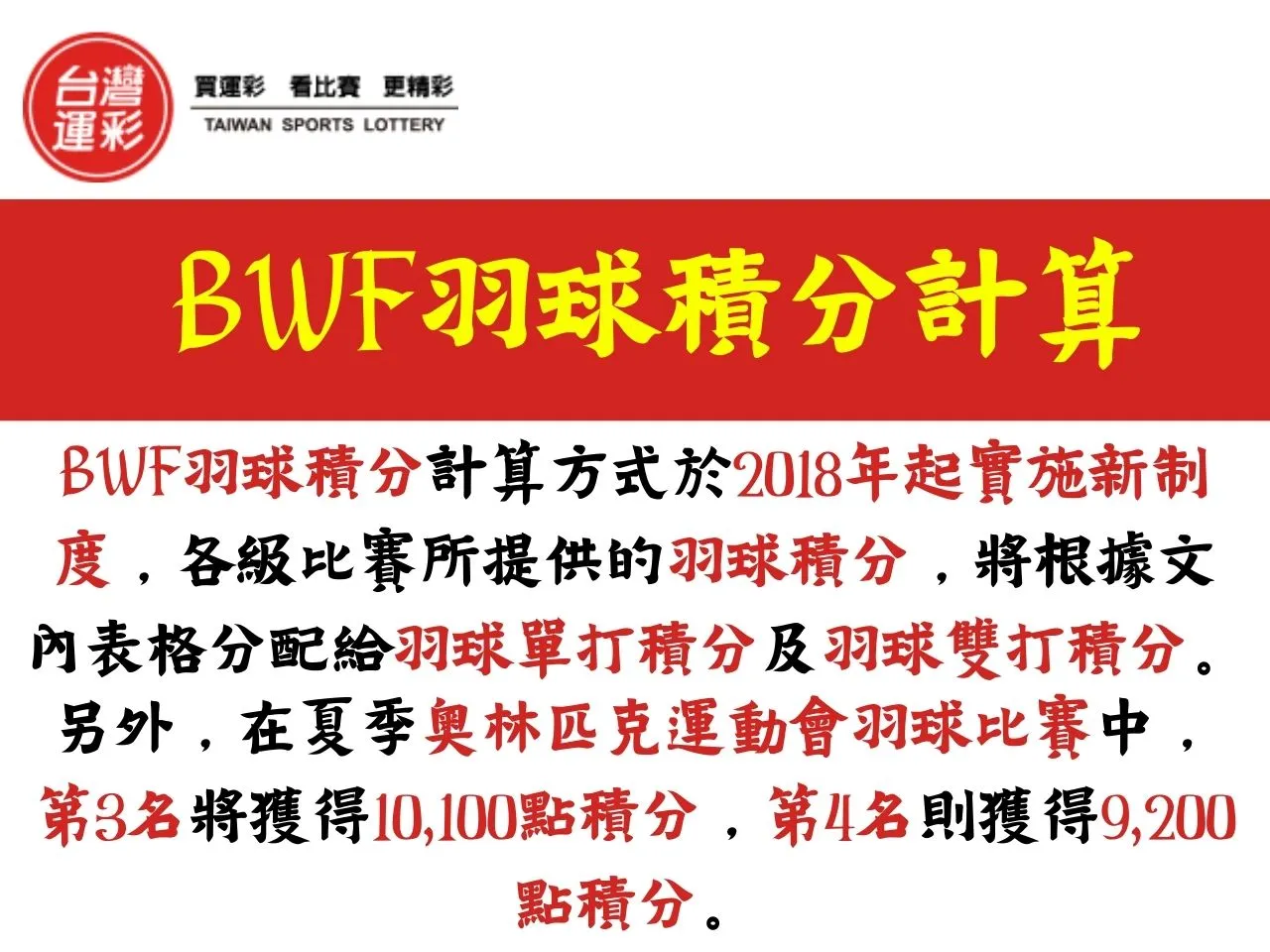 羽球積分計算 羽球雙打積分 羽球積分分配