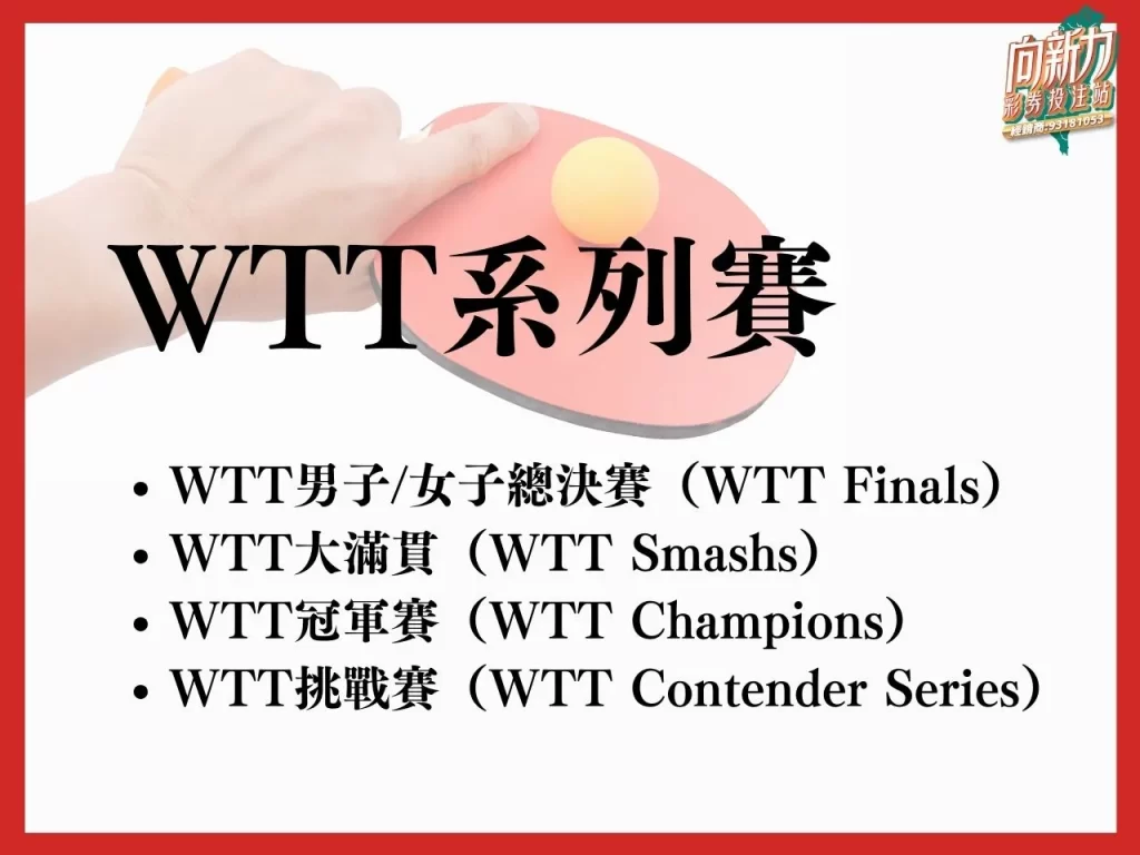 WTT系列賽 WTT支線系列賽 WTT青少年系列賽 WTT賽事體系
