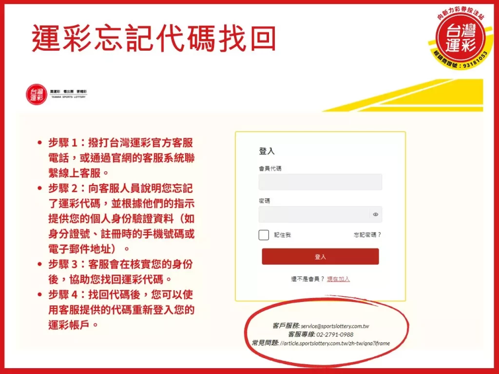 運彩忘記代碼 找回運彩代碼 運彩會員代碼 運彩忘記代碼怎麼辦
