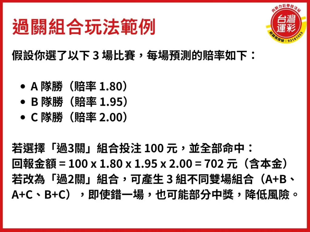 過關組合 運彩過關組合 什麼是過關組合 運彩包牌 運彩包牌投注
