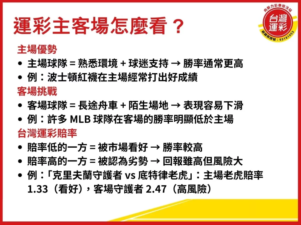 運彩主客場怎麼分 運彩主客場怎麼看 運彩主客場 台灣運彩怎麼買 台灣運彩賠率

